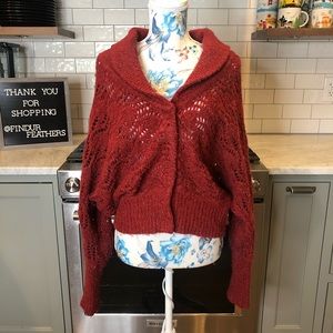 Free People | Oversized Burgundy Cardigan